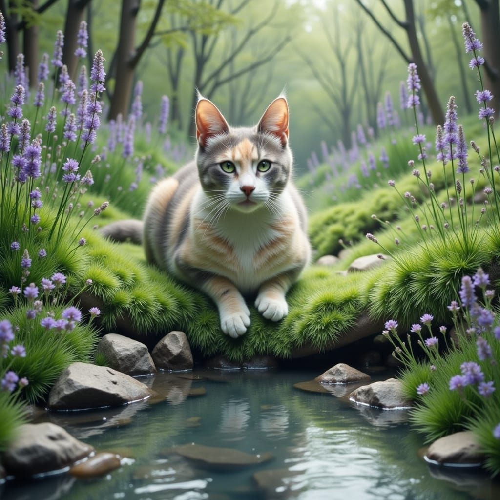 Pearl Cat in Lush Moss, Parrish Style