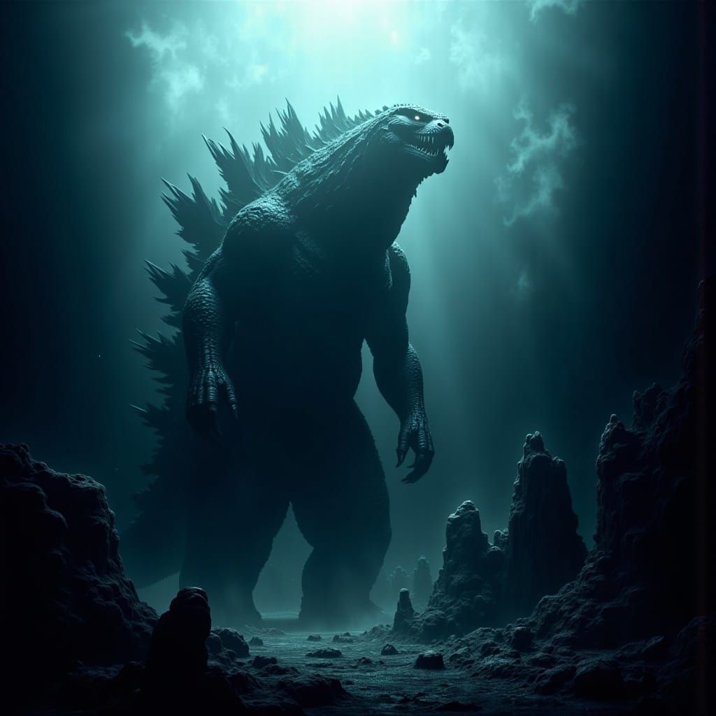 Godzilla in Underwater Ruins: A Cinematic Descent