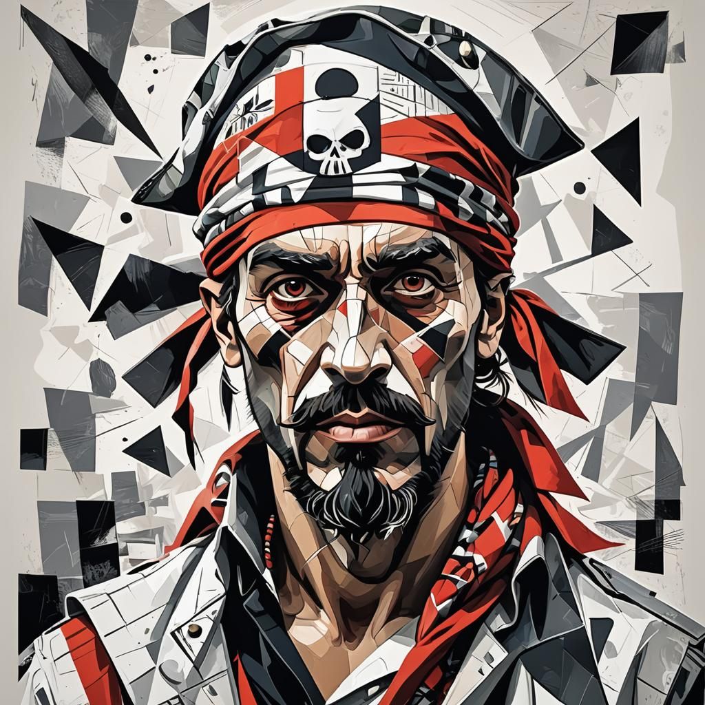 Cubist Pirate Character in Digital Art Style