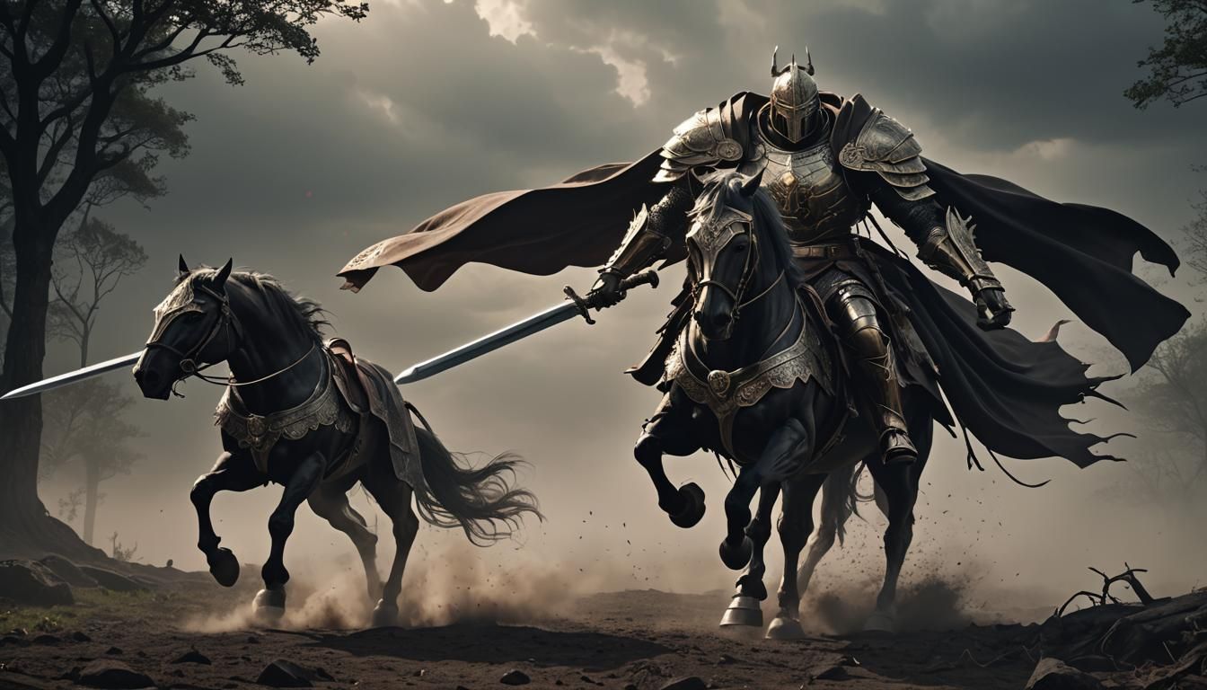 Armored Knight on Dark Horse, 3D Anime Art