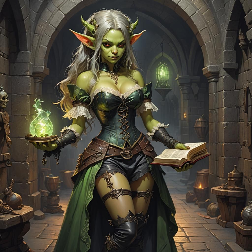 Dark Fantasy Goblin Scribe in Dungeon Portrait
