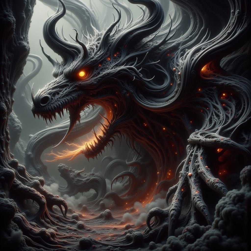 Ominous Demon in Mystical Realm, Surrealist Art