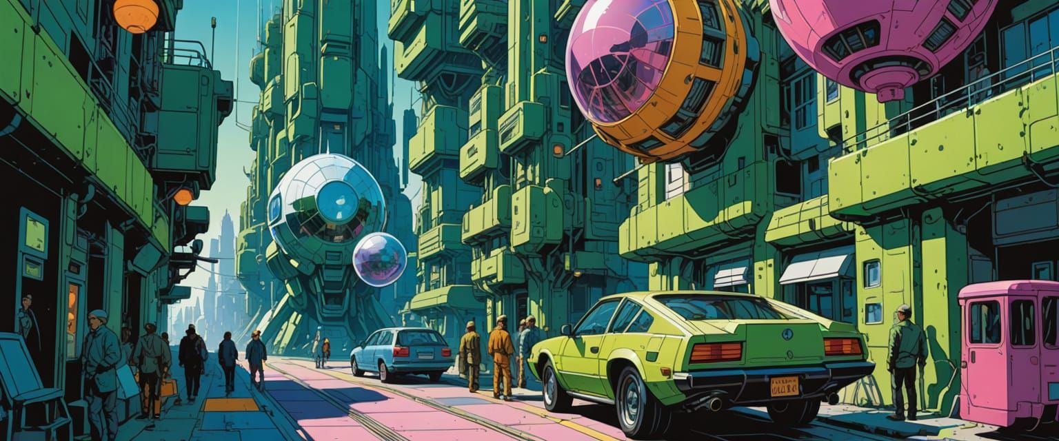 Gundam in Martian City: Comic Book Style