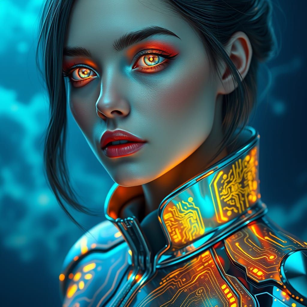 Ethereal Princess of Artificial Life in Futuristic Suit