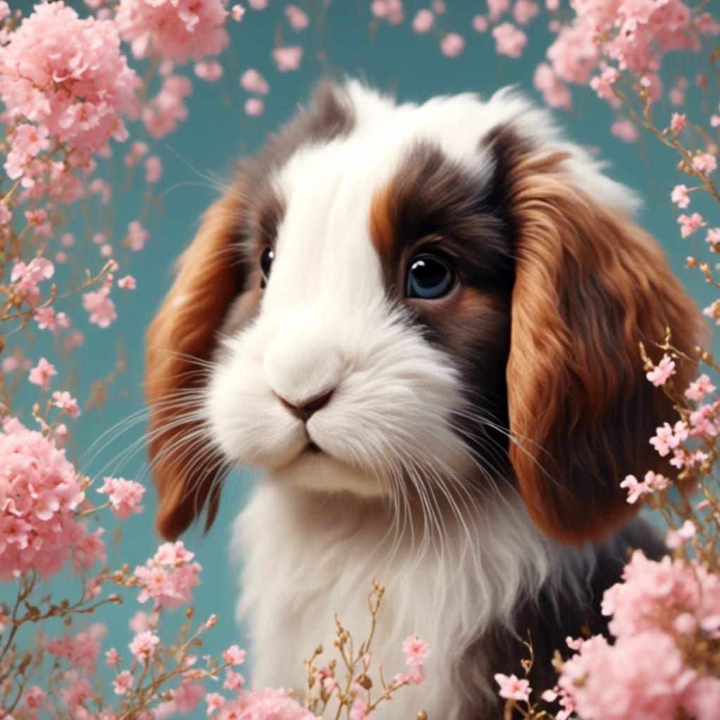 Hyperrealistic Puppy Bunny with Cute, Soft Style