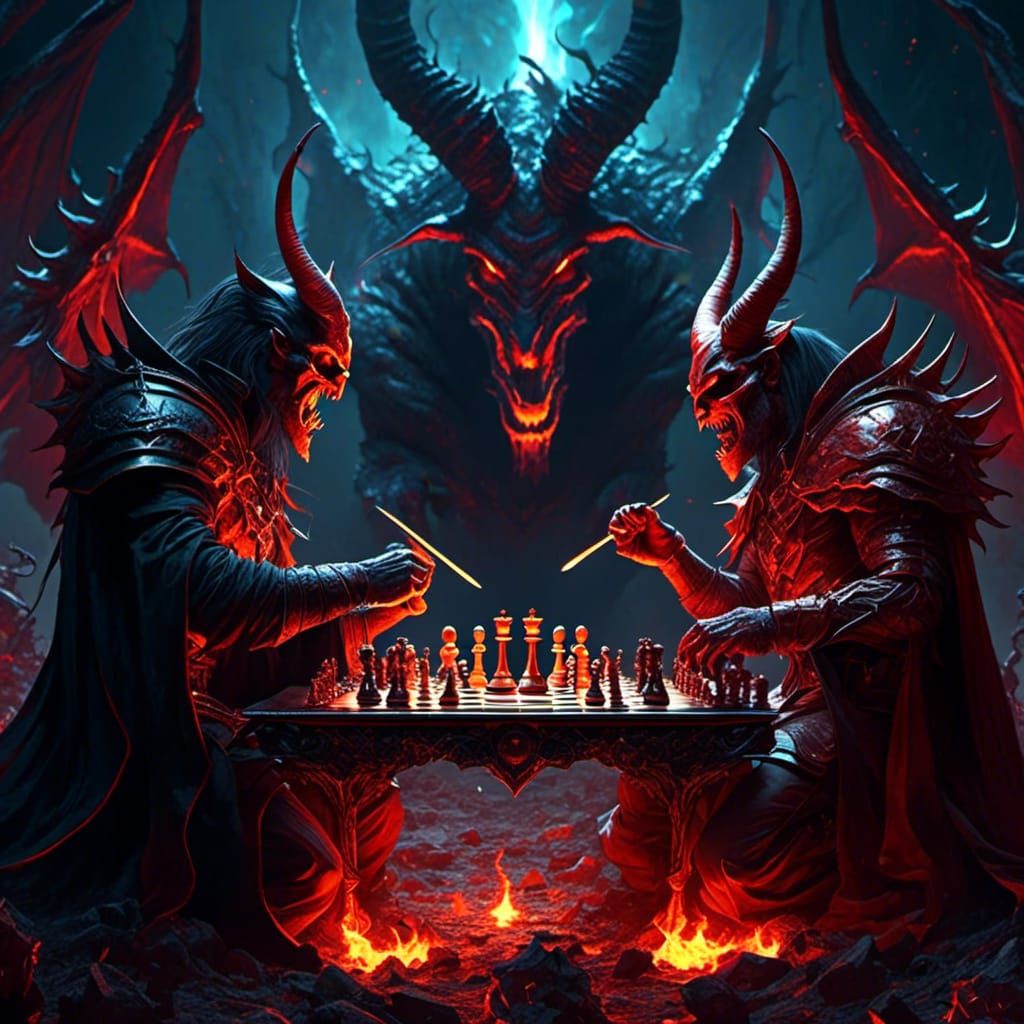 Demonic Chess Game: A Fantasy Art in 8k