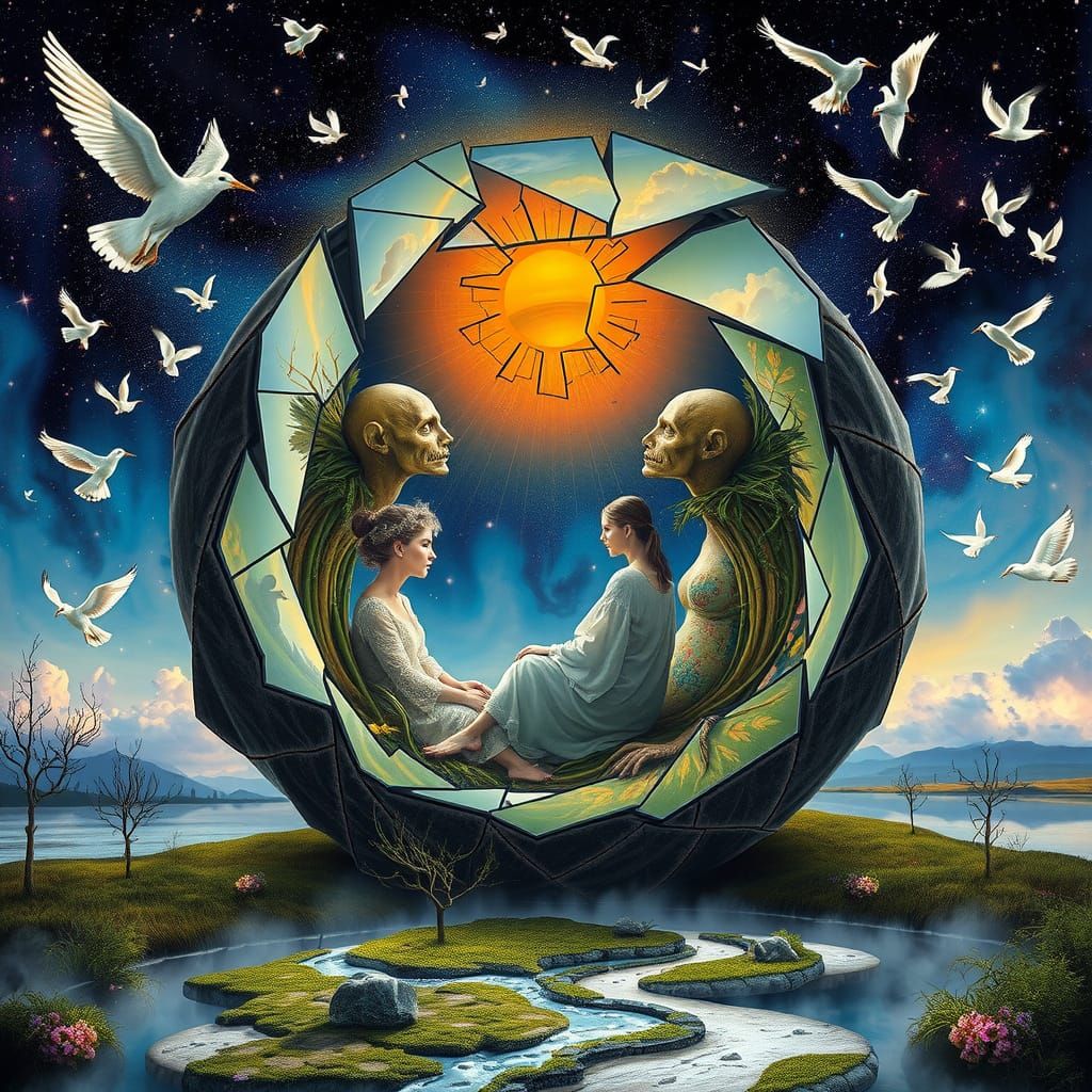 Sculptor in Surreal Dreamscape Collage