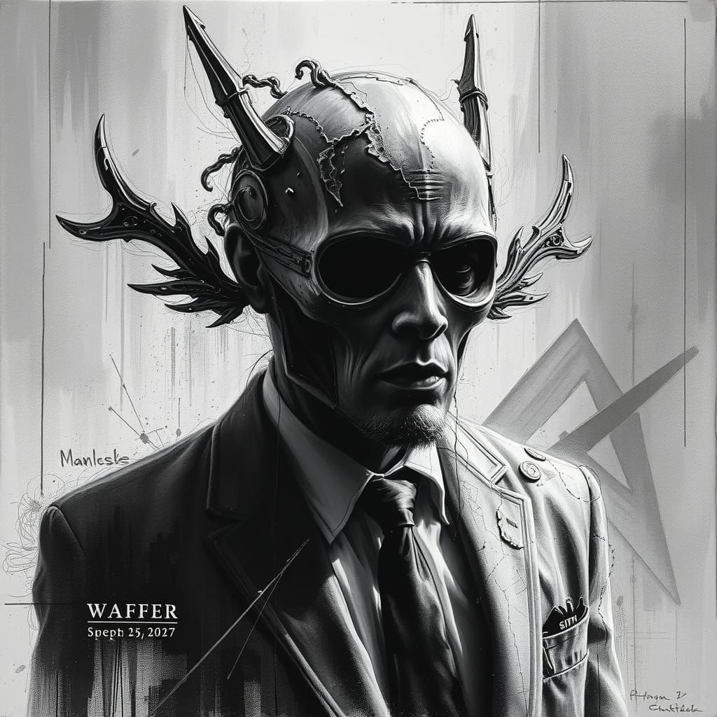 Cadaverous Sith Lawyer in Dystopian Office