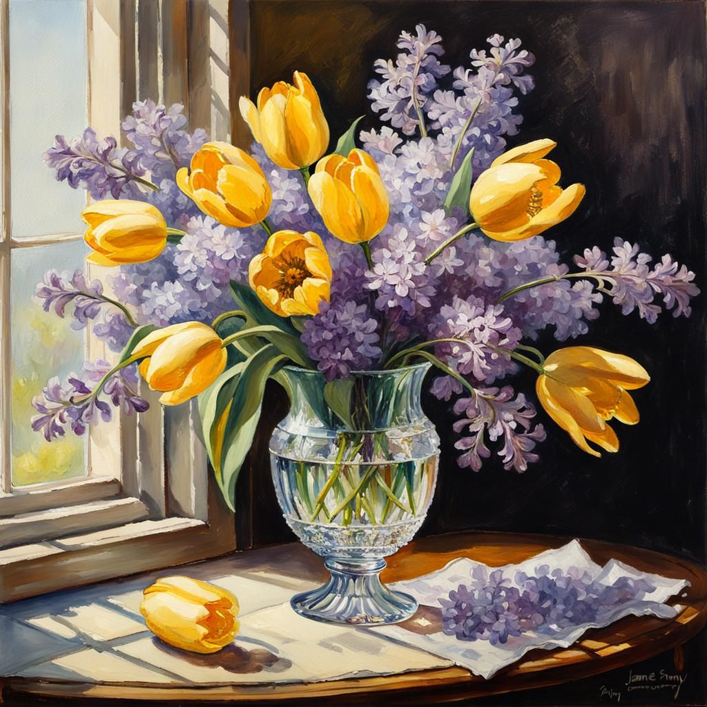 Floral Still Life in Watercolor Style