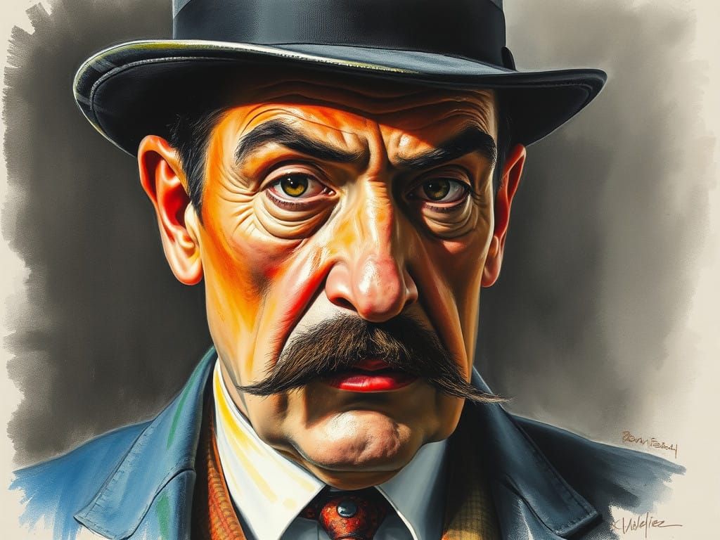 Colourful Portrait of a Beloved Detective in Charcoal