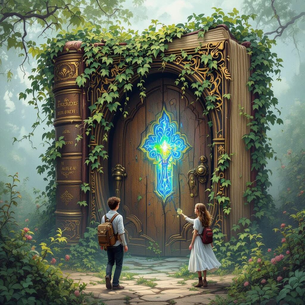 Ornate Book Door in Ethereal Fantasy Style