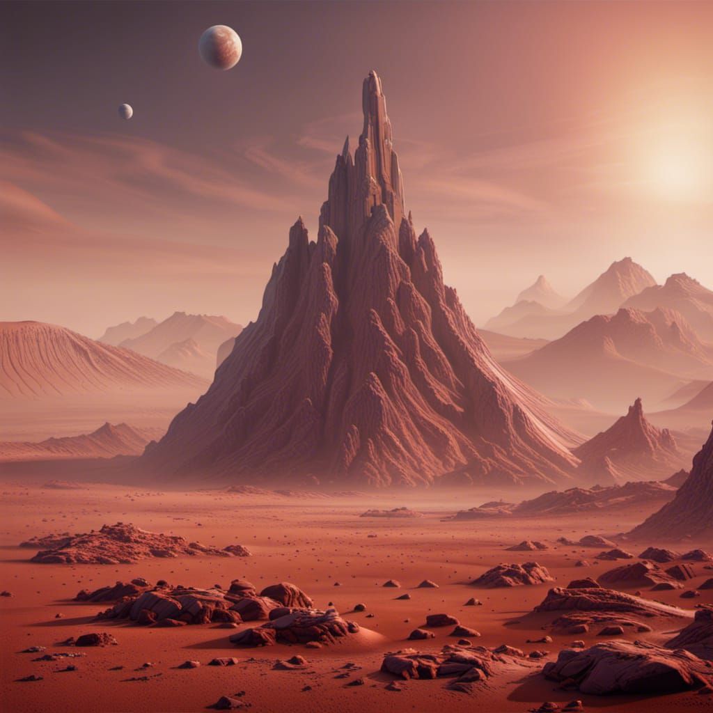 Martian Mountain in Detailed Matte Painting