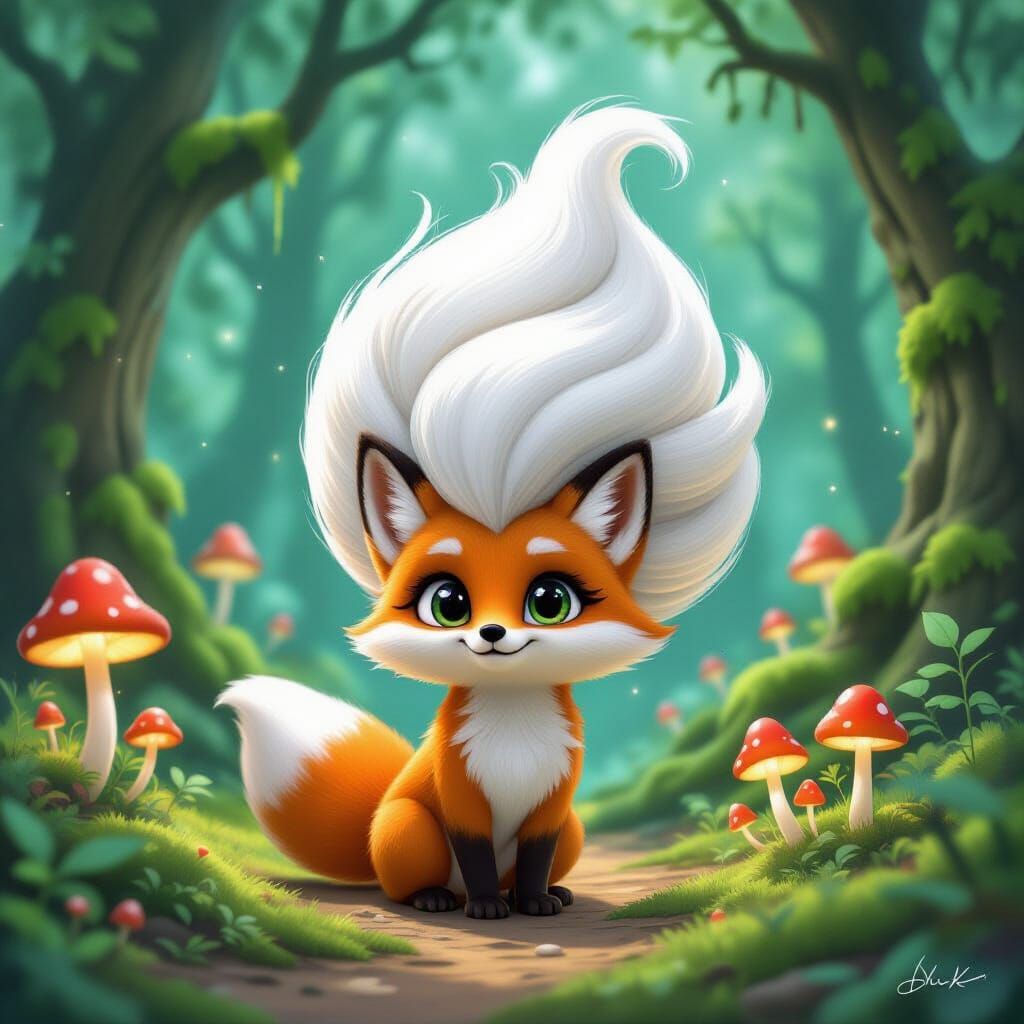 Enchanted Fox in Magical Forest, Painterly Style