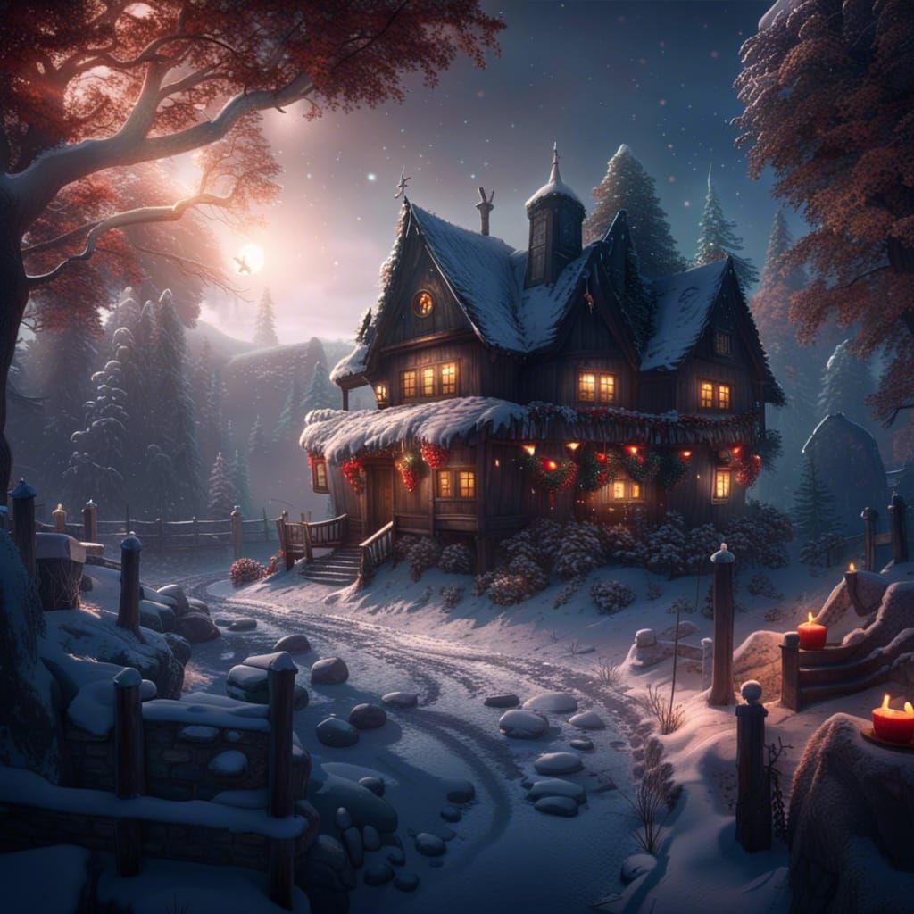 Christmas House: Epic Lighting in Fantasy Art