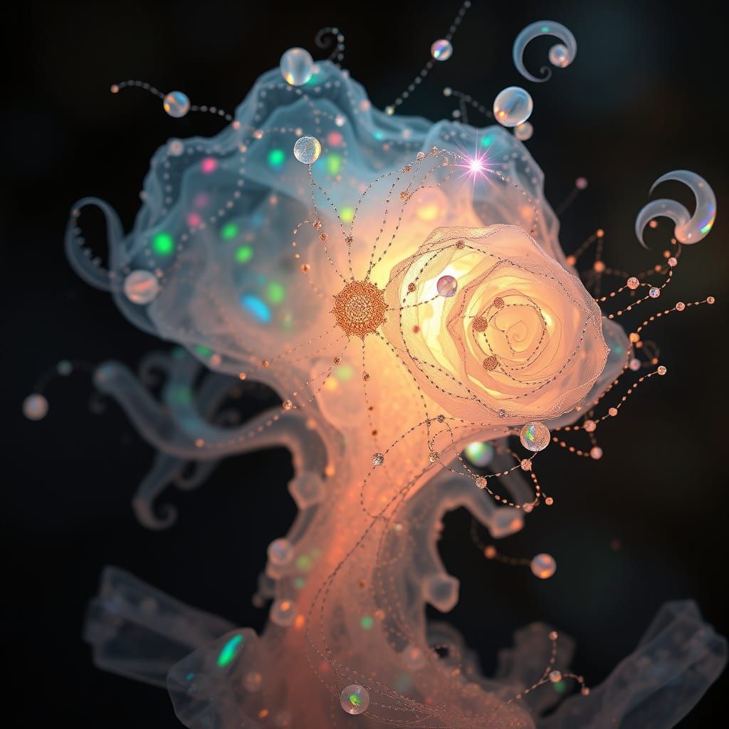 Ancestral Mothers' Ethereal Essence in Opalescent Hues