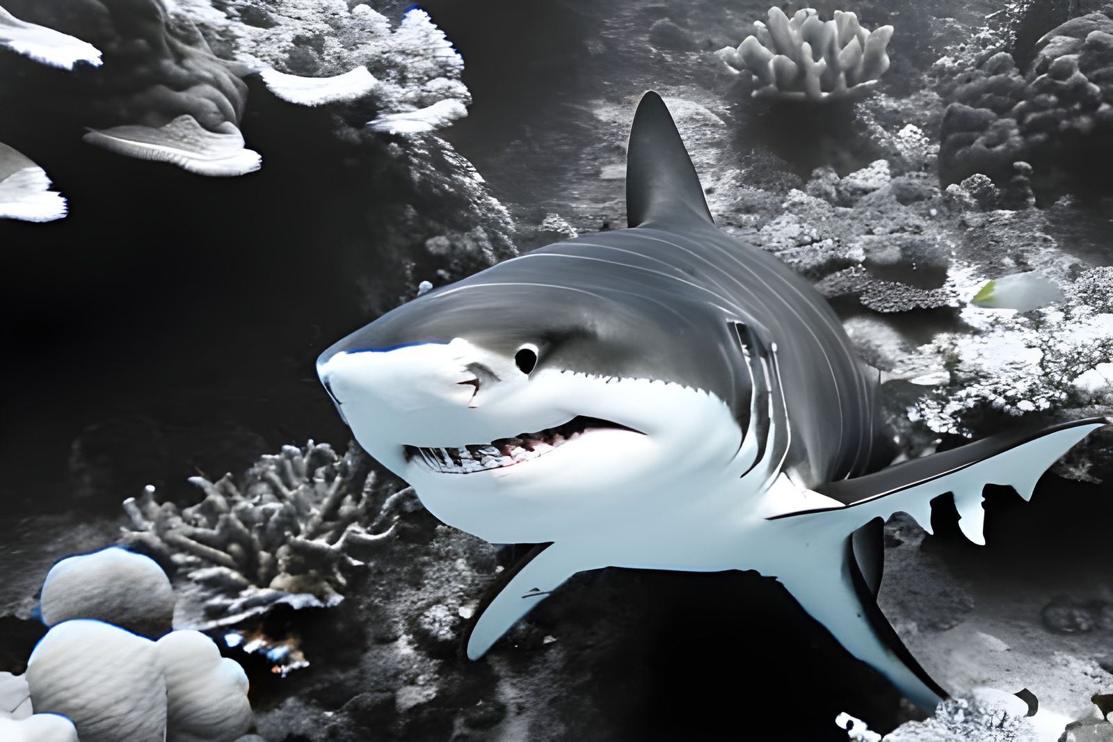 Striking Striped Shark in Vibrant Coral Reef