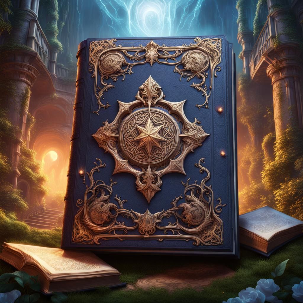 Enchanted Grimoire Cover in Detailed Matte Painting Style