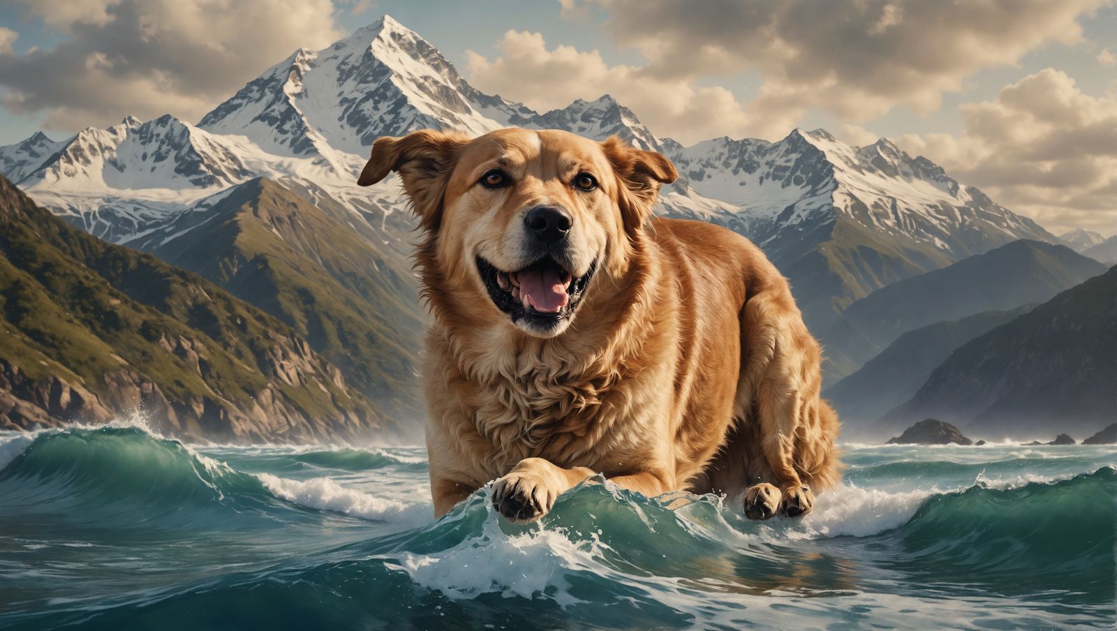 Barking Dog Double Exposure Oil Painting