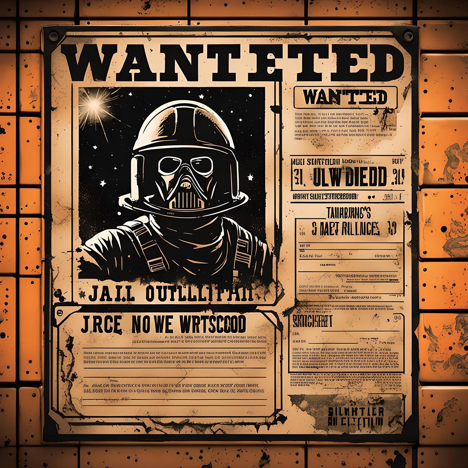 Interstellar Wanted Poster in Space Noir Style