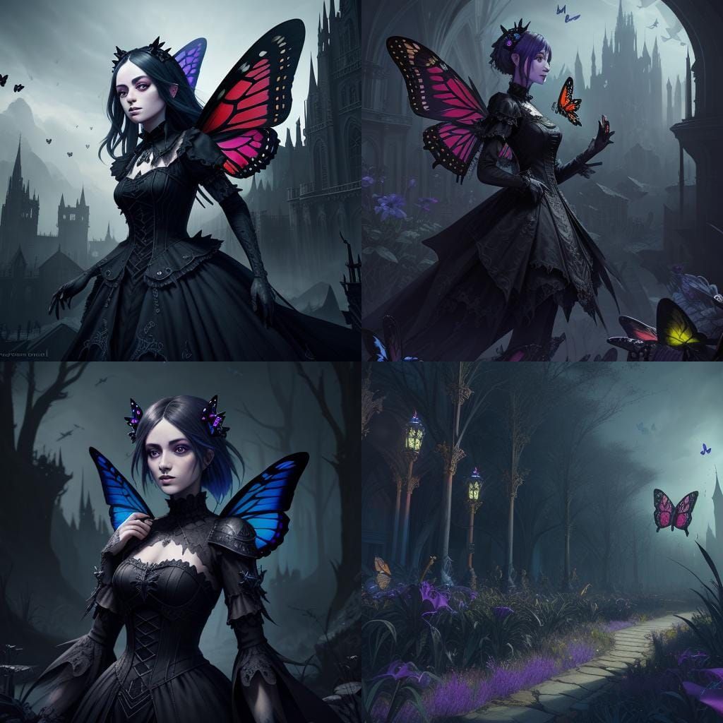Detailed Gothic Butterflies in Fantasy Concept Art