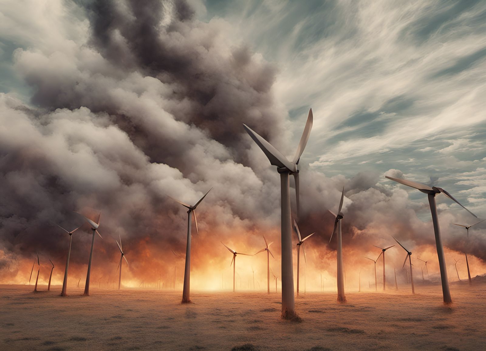 Wind Farm Inferno: Blades in a Burning Field