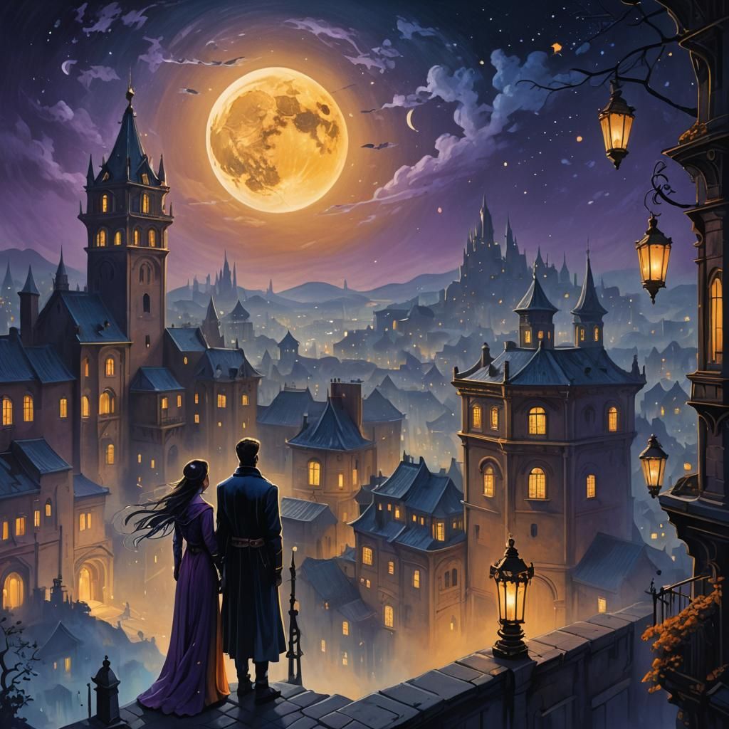 Romantic Fantasy Cityscape in Fenetresque Style