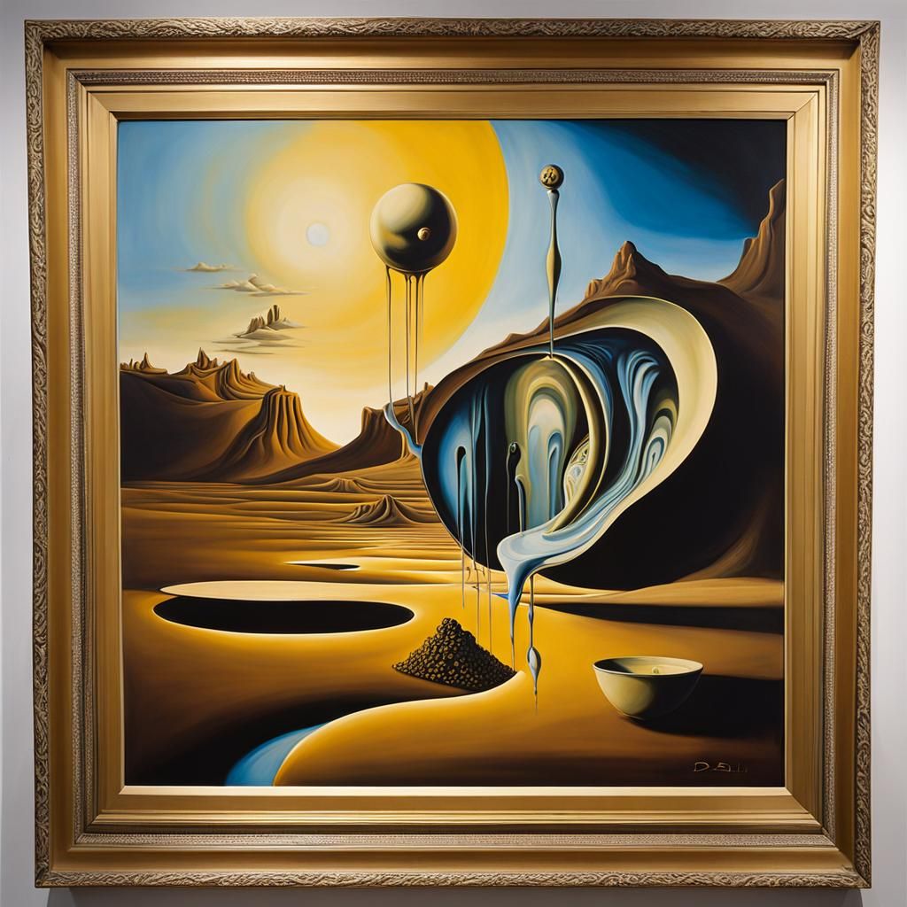 Surreal Melting Clocks in Oil, Dali Style