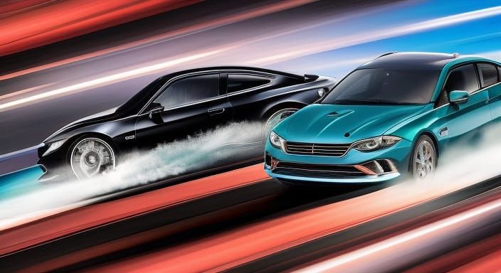 Watercolor Car Chase with Bubbles and Stars