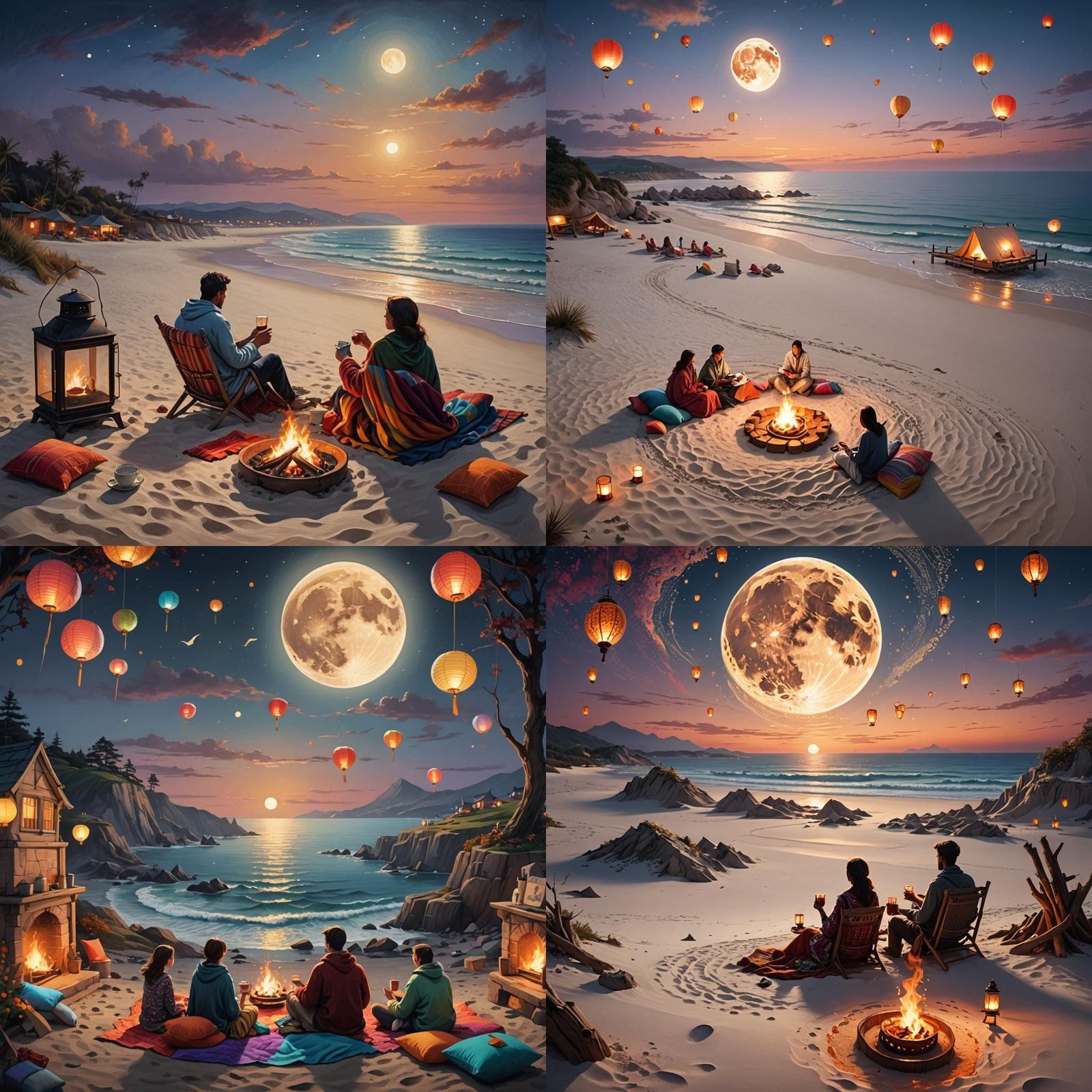 Secluded Beach at Dusk: A Detailed Matte Painting