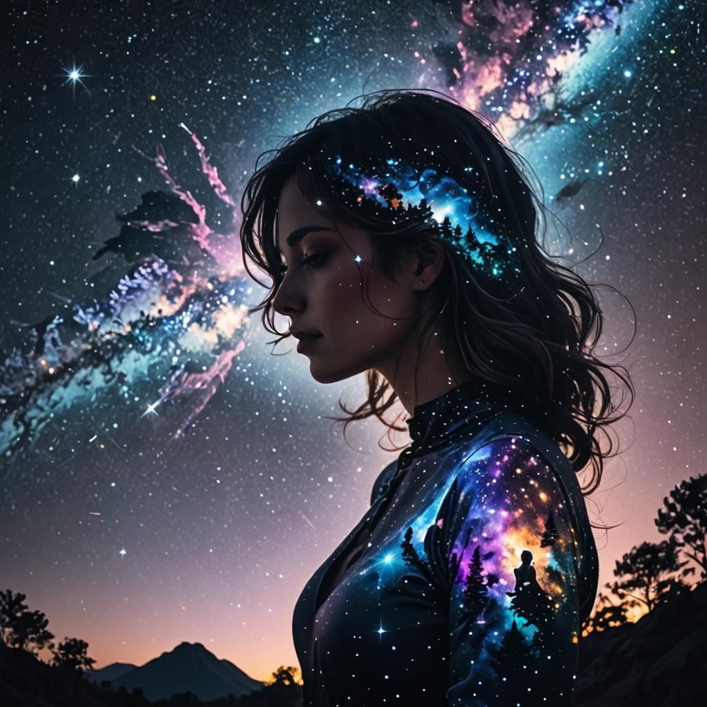 Star laden night sky Milky Way with vivid colours...