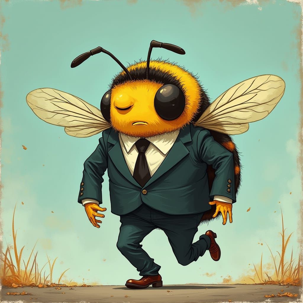 Bumblebee Businessman in Expressive Art Style
