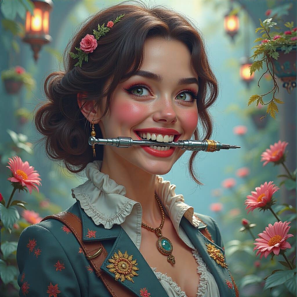 Woman with Sonic Screwdriver in Teeth: Photorealistic Fantas...