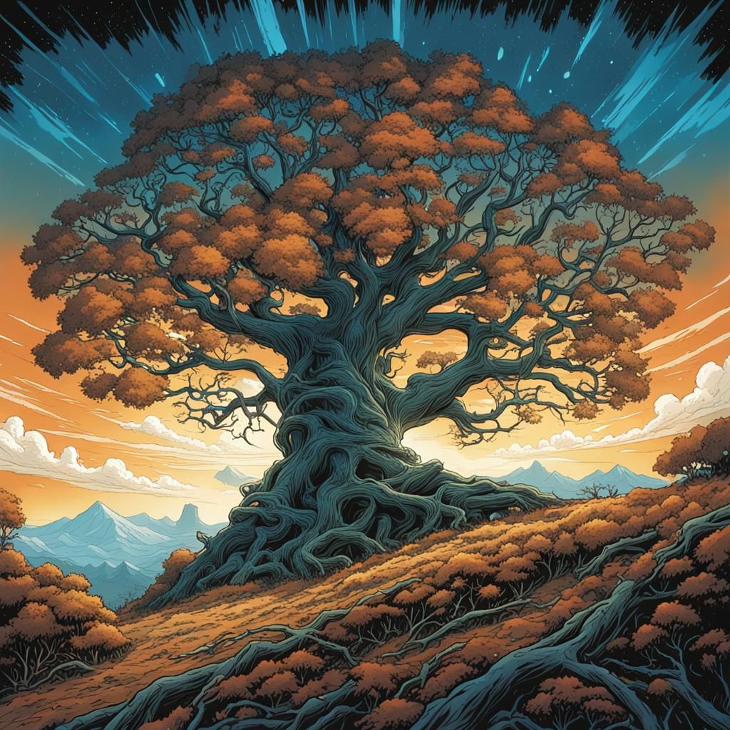 Colorful Tree of Life in Comic Book Style