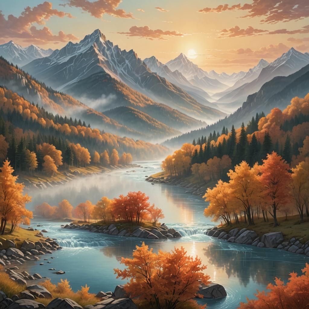 Ethereal Mountain Valley with Crystal River