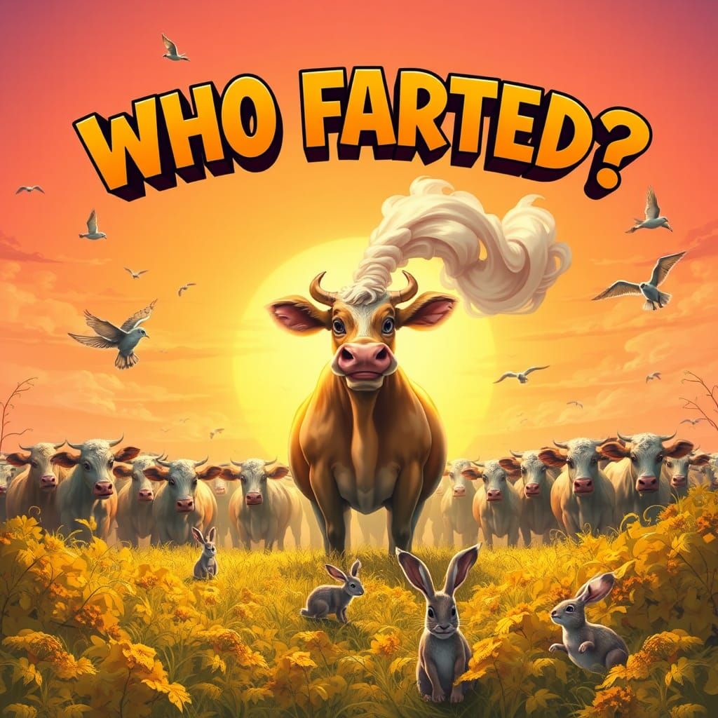 Cows Farting Comic Book Art in 8K