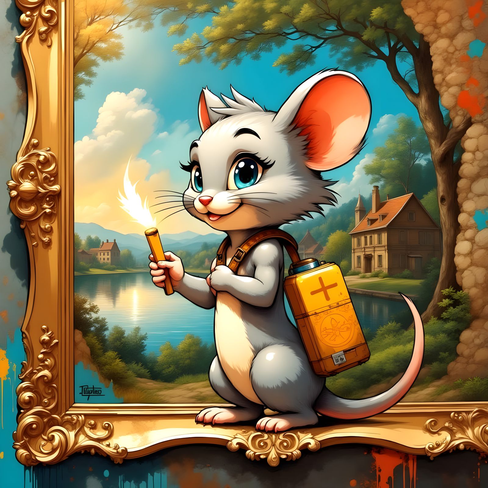 Classical Landscape Meets Graffiti Tom and Jerry