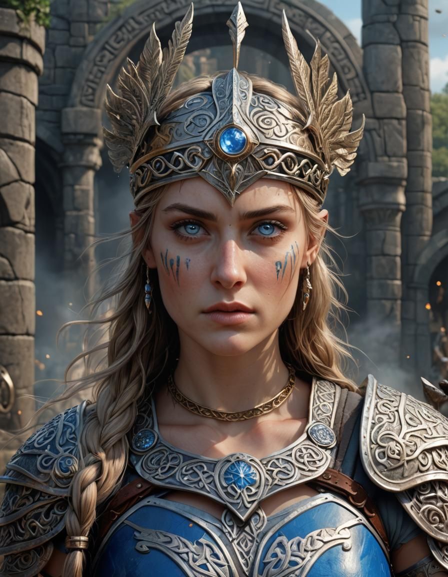 Stunning Celtic-Scandinavian Warrior with Blue Eyes