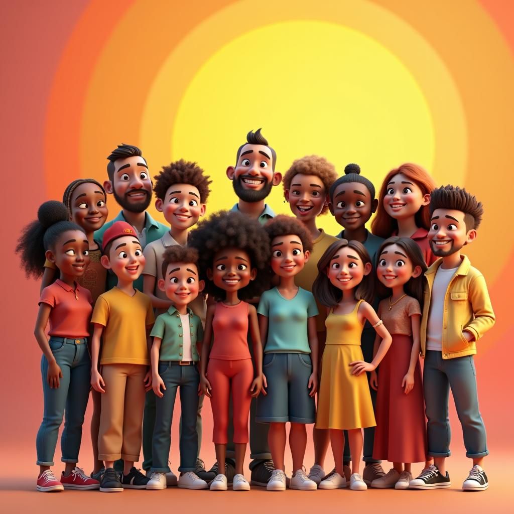 Diverse Group of Friends in Photorealistic 3D Art