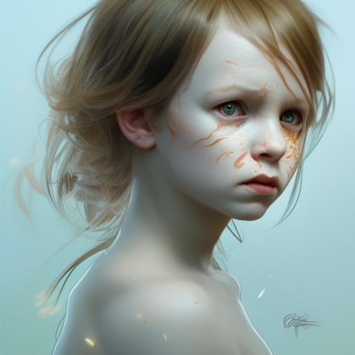 Albino Tiger Girl Portrait in Artgerm Style