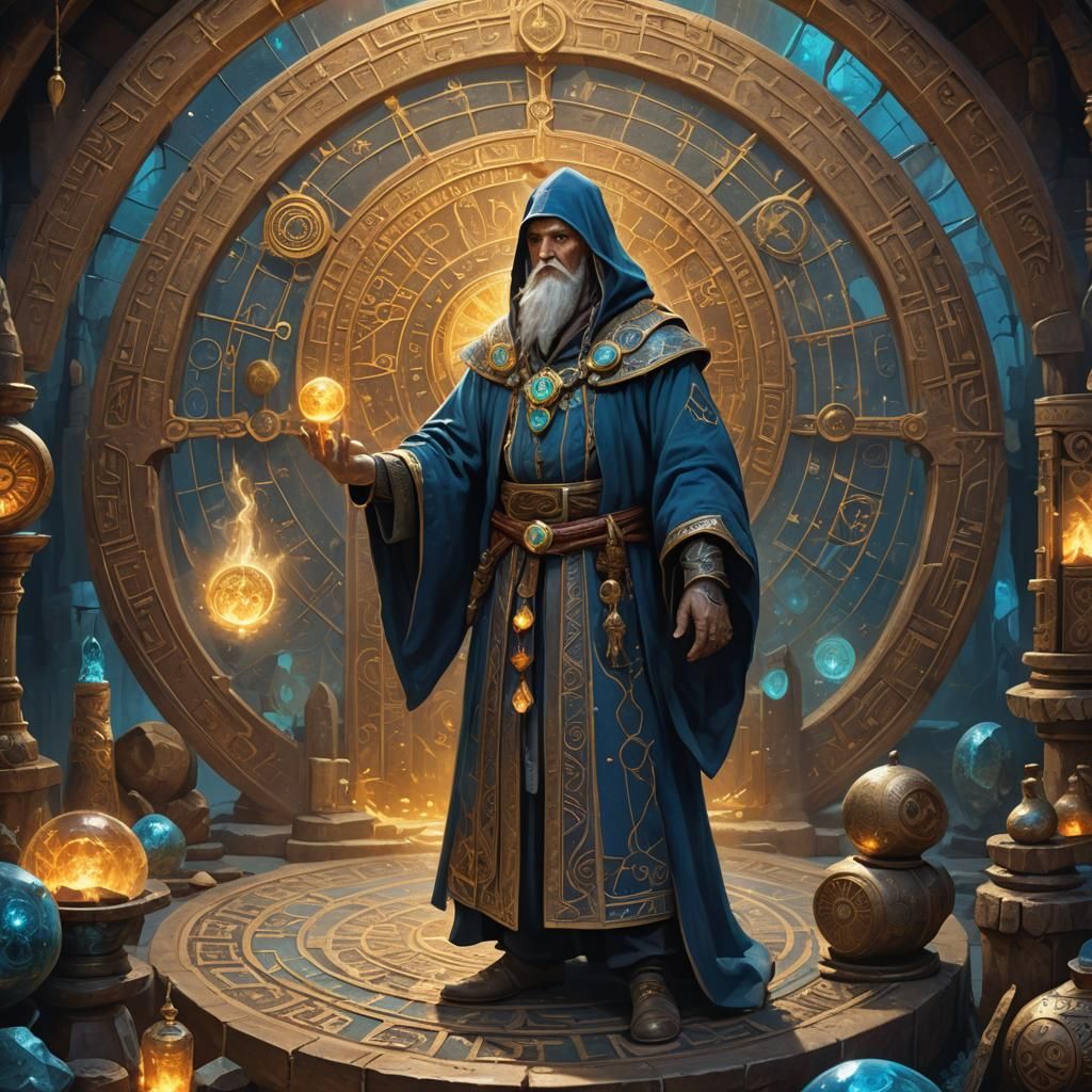 Wizard with Potion of Clairvoyance in Fantasy Art