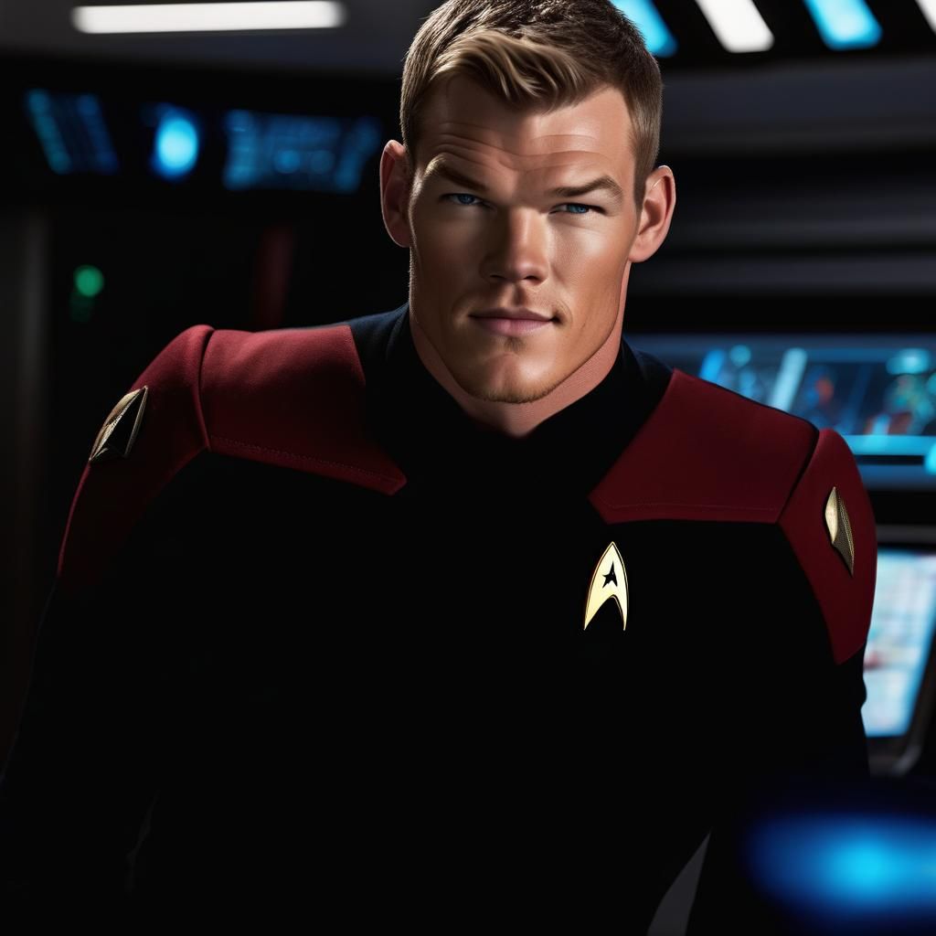 Alan Ritchson as Starfleet Captain: Hyperrealistic Portrait
