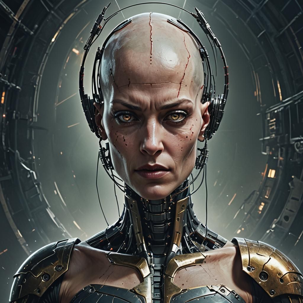 Cyborg Supervillain: Hyperrealistic Cybernetic Portrait in 8...