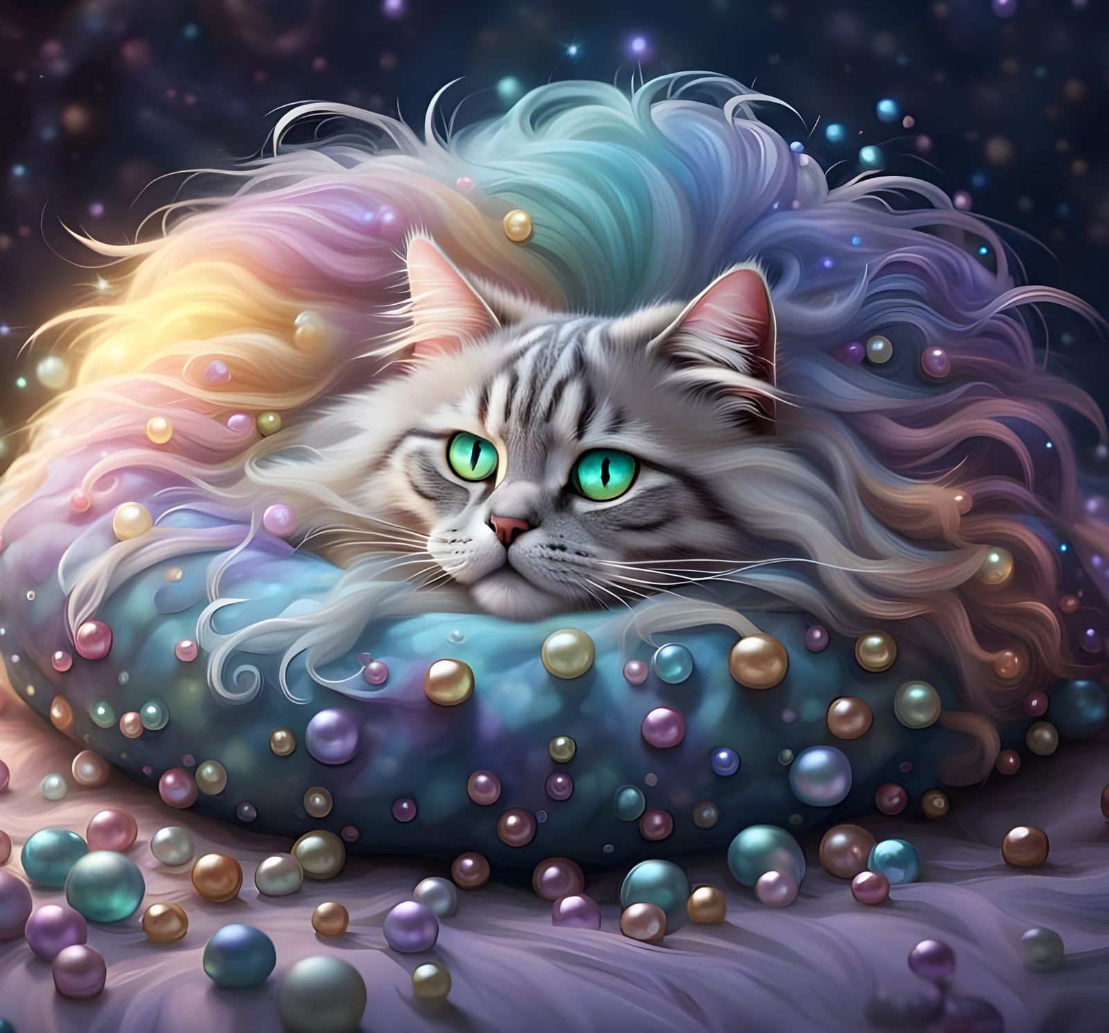 Beautiful cat with pearls