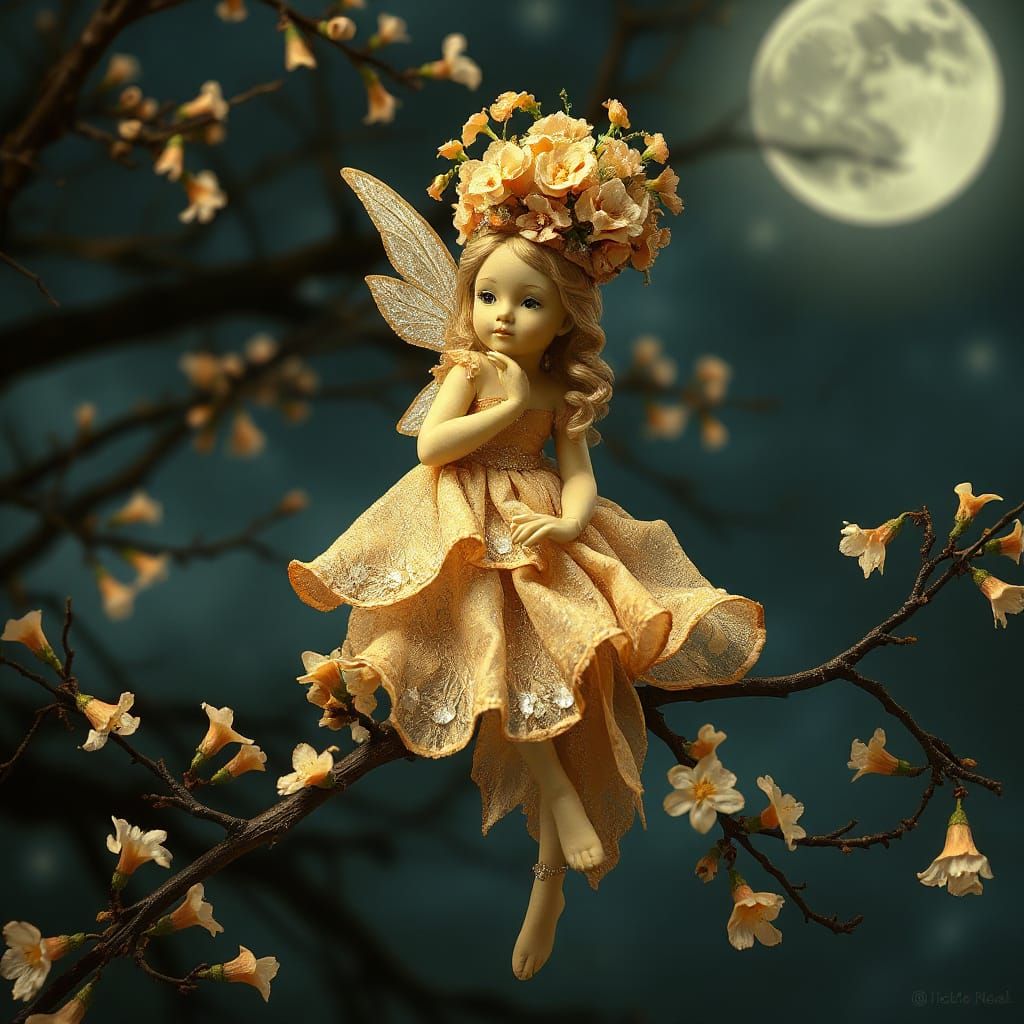 Enchanted Forest Fairy with Glowing Wings and Floral Attire