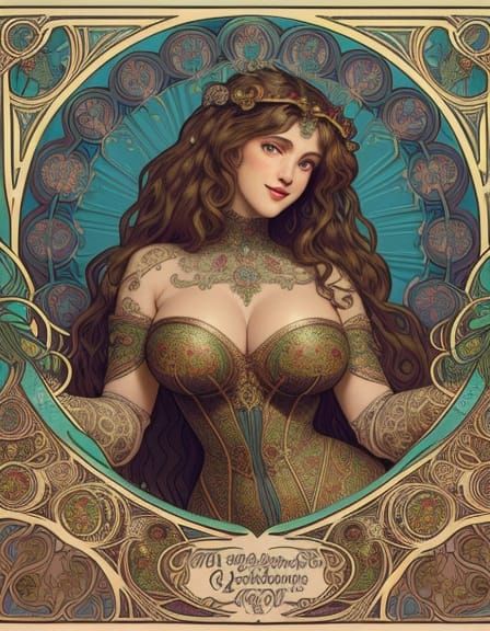 Enchanting Holy Woman in Art Nouveau Fantasy