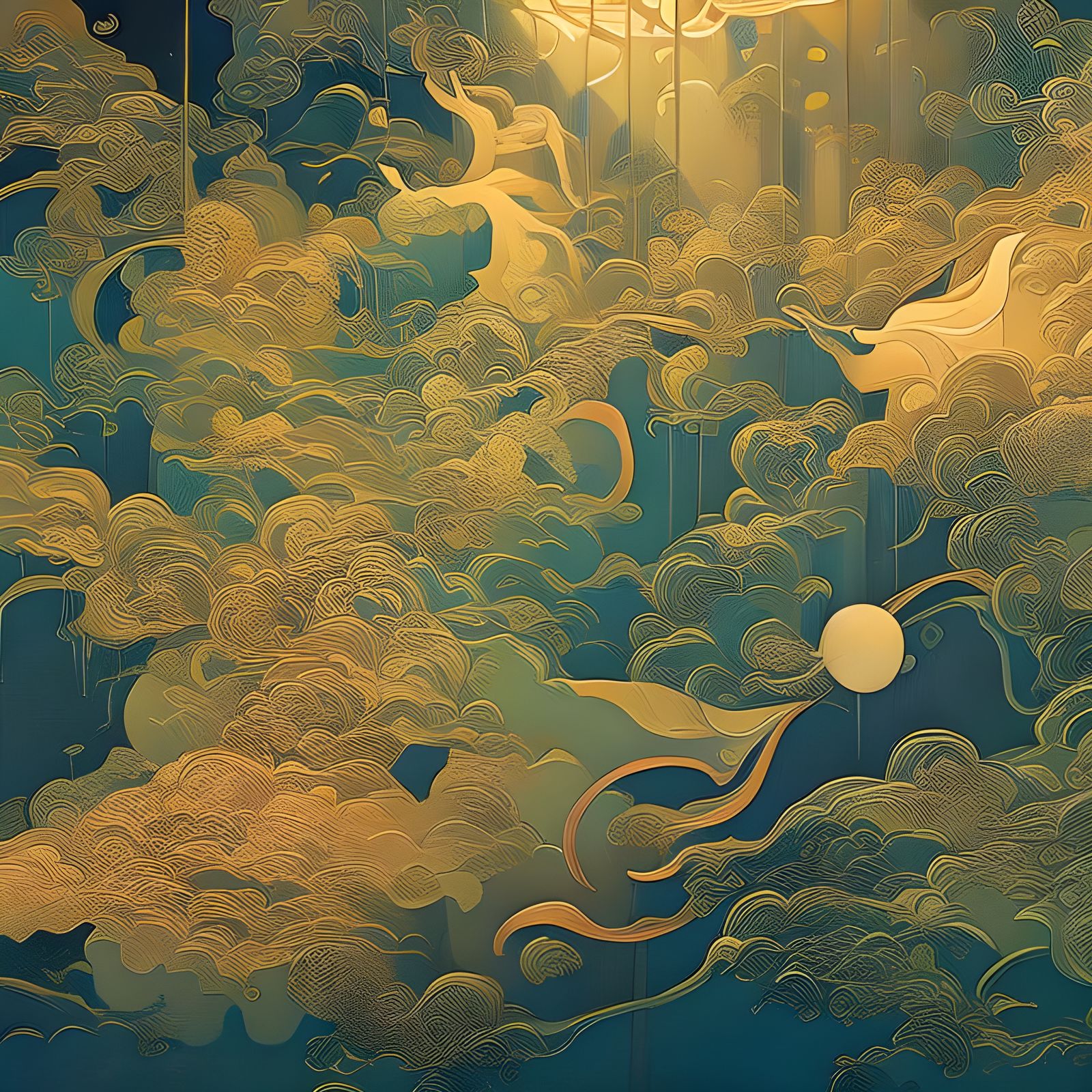 Cats on Antique Furniture in Surreal Style