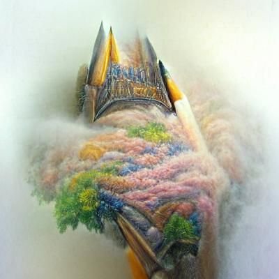 Ethereal Pencil in a Luminous Fantasy Landscape