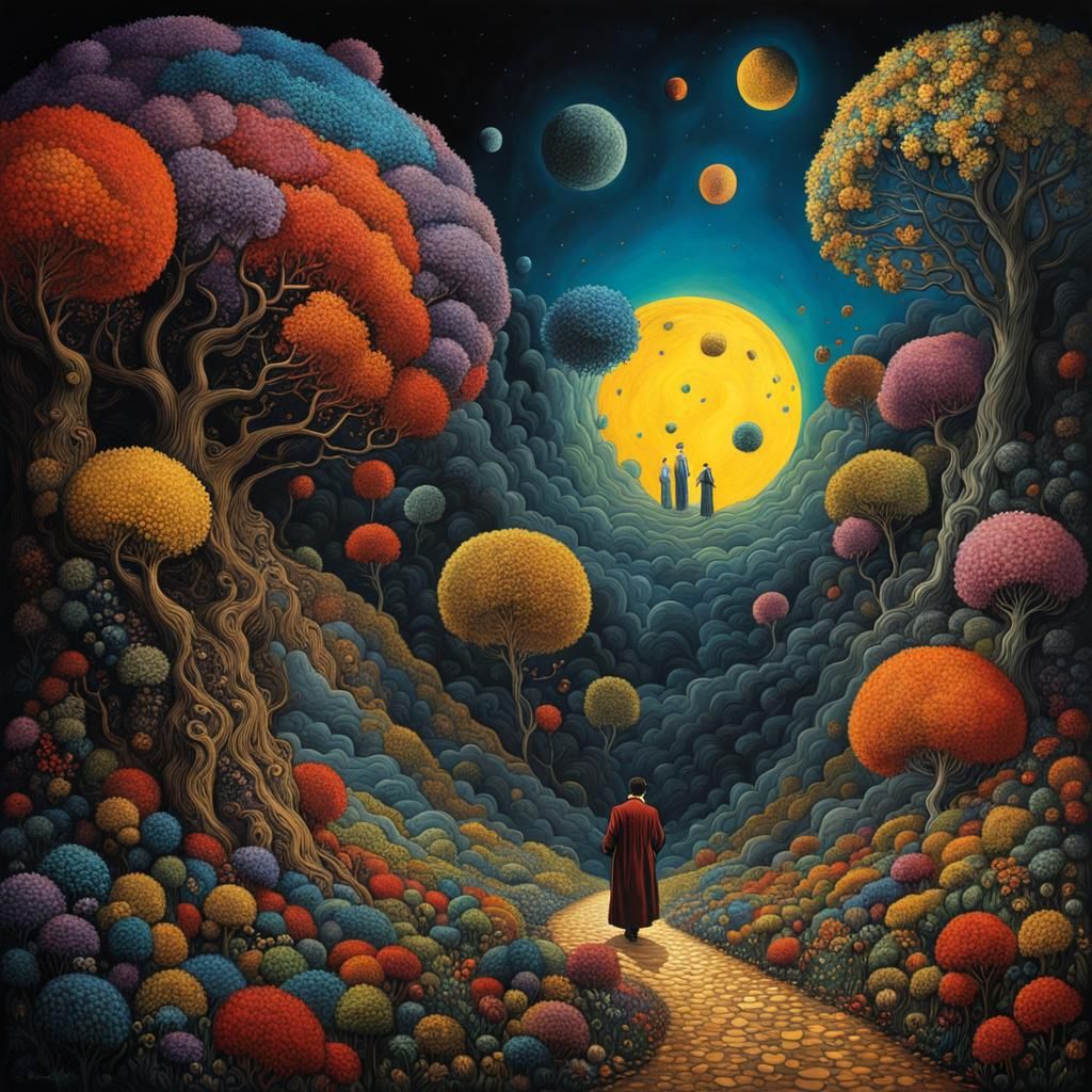 Surreal Meaning of Life in Style of Dali and Klimt