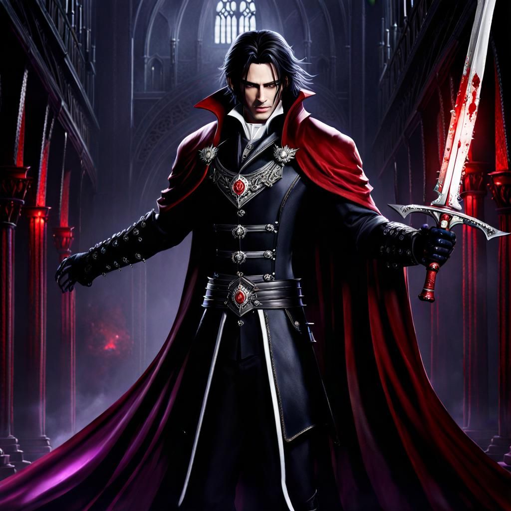 Vampire Knight with Blood Sword: Dark Fantasy Art