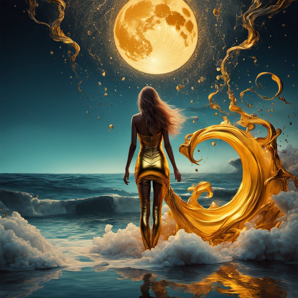 Ethereal Mermaid Emerges from Oceanic Swirls in Surrealism-I...